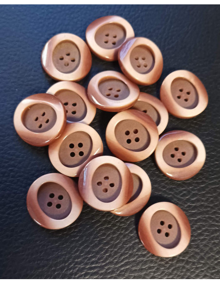 Bouton 4 trous, Ø 21mm, marron