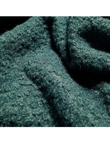 Tissu, Lainage Bouclette, Vert Émeraude, Laize 150 cm, 100% Polyester 450g/ml