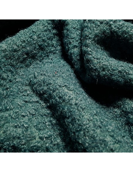 Tissu, Lainage Bouclette, Vert Émeraude, Laize 150 cm, 100% Polyester 450g/ml