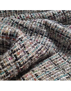 Tissu, Style Chanel, Multi Couleurs Vert Noir, Laize 140 cm, Coton Polyester Viscose 2