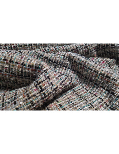 Tissu style Chanel, multi couleurs vert / noir