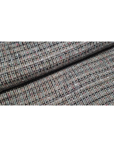 Tissu style Chanel, multi couleurs vert / noir