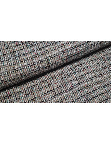 Tissu style Chanel, multi couleurs vert / noir