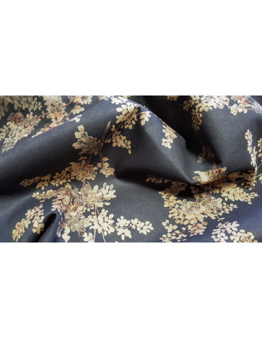 Suédine stretch, feuillage, bleu marine