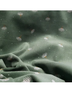 Tissu, Velours Milleraies Fleuri, Vert Sauge, Laize 145 cm, 100% Coton 2
