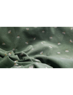 Velours milleraies, petites fleurs, vert sauge 2