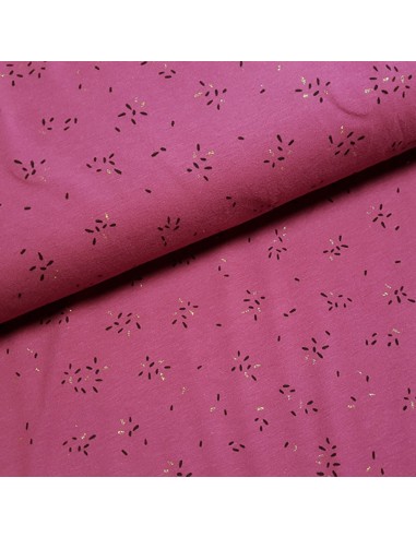 Tissu, Jersey de Coton, Petits Traits Lurex Violet Mauve, Laize 150 cm, Coton Stretch