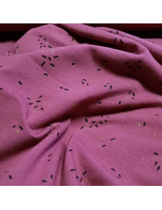 Tissu, Jersey de Coton, Petits Traits Lurex Violet Mauve, Laize 150 cm, Coton Stretch 2