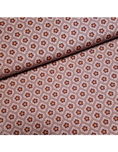 Tissu, Popeline de Coton Fleurie, Tons Roses, Laize 148 cm, 100% Coton 192g/ml