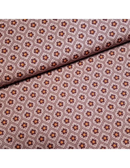 Tissu, Popeline de Coton Fleurie, Tons Roses, Laize 148 cm, 100% Coton 192g/ml