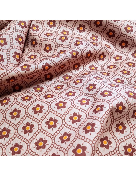 Tissu, Popeline de Coton Fleurie, Tons Roses, Laize 148 cm, 100% Coton 192g/ml