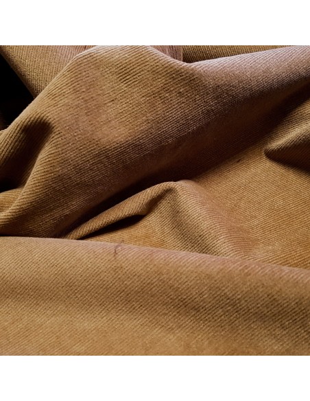 Tissu, Velours Milleraies Uni, Chamois, Laize 135 cm, 97% Coton 3% Elasthanne
