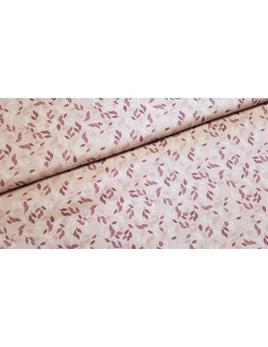 Popeline de coton, feuilles, rose