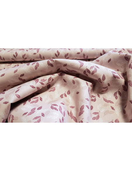 Popeline de coton, feuilles, rose