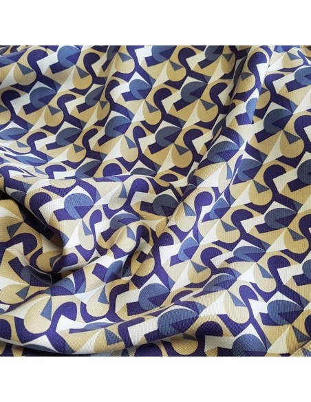 Tissu, Twill de Viscose Géométrique, Multicolore, Laize 145 cm, 100% Viscose 165g/ml