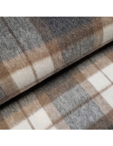 Tissu, Lainage Carreaux Brossé, Multicolore, Laize 150 cm, 30% Laine 70% Polyester