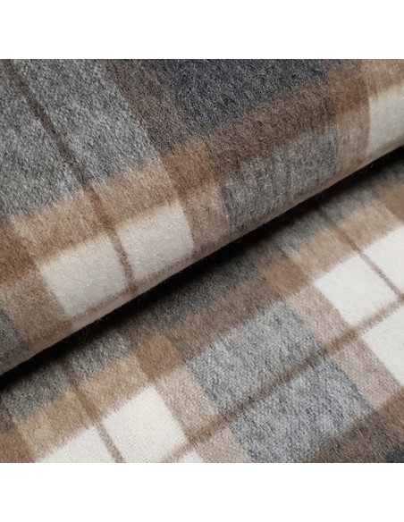 Tissu, Lainage Carreaux Brossé, Multicolore, Laize 150 cm, 30% Laine 70% Polyester