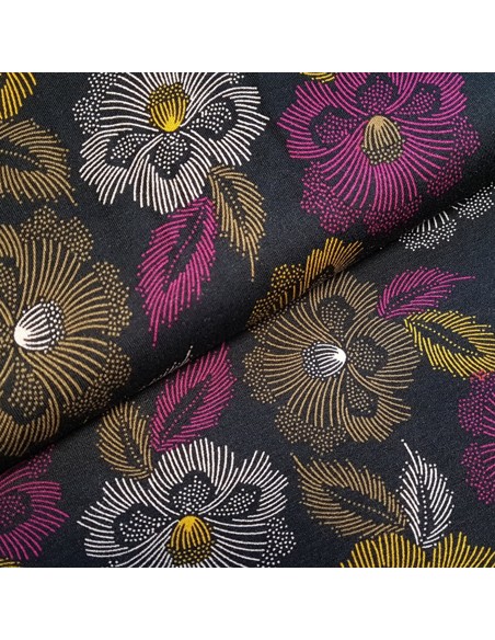 Tissu, Jersey Imprimé Floral, Multicolore, Laize 150 cm, Viscose Stretch Oeko-Tex