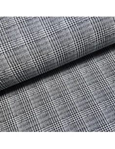 Tissu, Jersey Prince de Galles, Noir Lurex Argenté, Laize 150 cm, Polyester Viscose Lurex Stretch Oeko-Tex 2