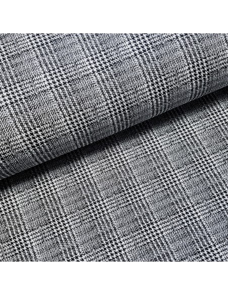 Tissu, Jersey Prince de Galles, Noir Lurex Argenté, Laize 150 cm, Polyester Viscose Lurex Stretch Oeko-Tex