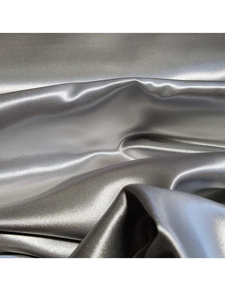 Tissu, Doublure Satin Unie, Gris Argenté, Laize 150 cm, 100% Polyester