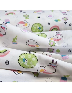 Tissu, Cretonne de Coton Souris, Fond Blanc, Laize 150 cm, 100% Coton 2