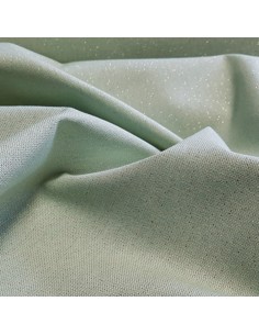 Tissu, Demi-natté Aspect Lin Lurex, Vert Tendre, Laize 140 cm, Coton Polyester Métal 200g/m² 2