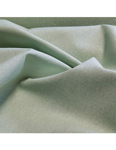 Tissu, Demi-natté Aspect Lin Lurex, Vert Tendre, Laize 140 cm, Coton Polyester Métal 200g/m²
