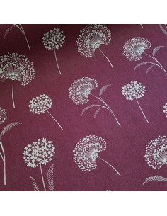 Tissu, Demi-Natté Aspect Lin, Pissenlit Prune, Laize 140 cm, 80% Coton 20% Polyester