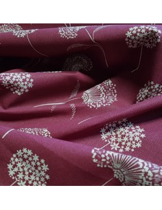 Tissu, Demi-Natté Aspect Lin, Pissenlit Prune, Laize 140 cm, 80% Coton 20% Polyester 2
