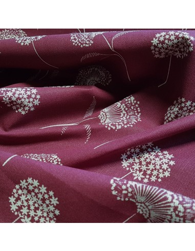 Tissu, Demi-Natté Aspect Lin, Pissenlit Prune, Laize 140 cm, 80% Coton 20% Polyester