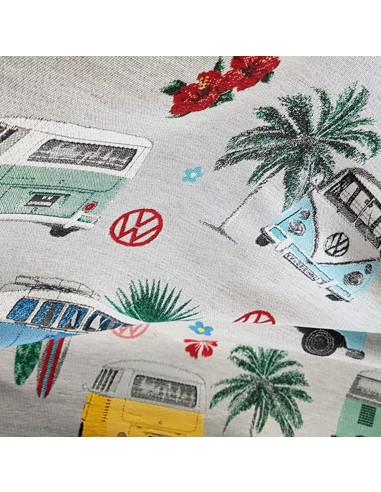 Tissu, Jacquard Gobelin Licence VW Vans, Multicolore, Laize 140 cm, Coton Polyester Acrylique 250g/m²