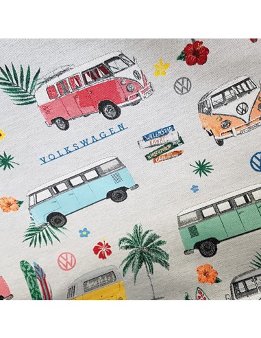 Tissu, Jacquard Gobelin Licence VW Vans, Multicolore, Laize 140 cm, Coton Polyester Acrylique 250g/m²