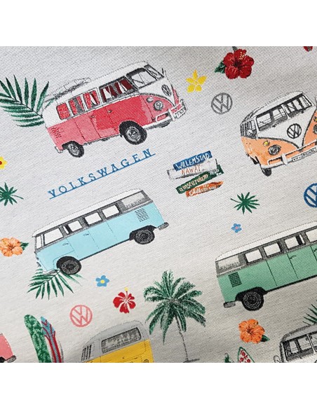 Tissu, Jacquard Gobelin Licence VW Vans, Multicolore, Laize 140 cm, Coton Polyester Acrylique 250g/m²