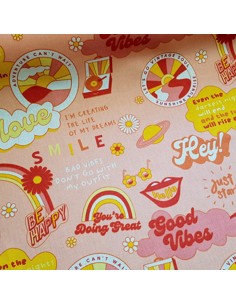 Tissu, Demi-Natté, Motifs Géométriques Rétro, Laize 140 cm, Coton Polyester d'Ameublement 205g/m²