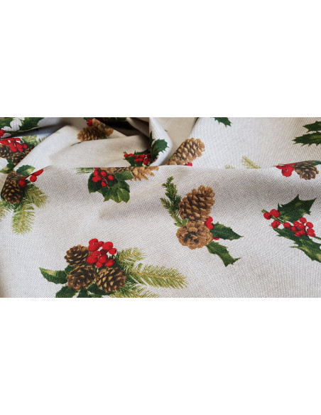 Demi-natté, aspect lin, houx de noël