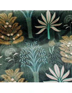 Tissu, Velours d'Ameublement Arbres Italiens Fleuris, Vert Forêt, Laize 145 cm, 100% Polyester 340g/m²