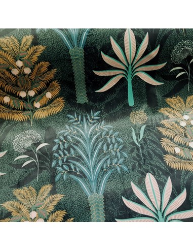 Tissu, Velours d'Ameublement Arbres Italiens Fleuris, Vert Forêt, Laize 145 cm, 100% Polyester 340g/m²