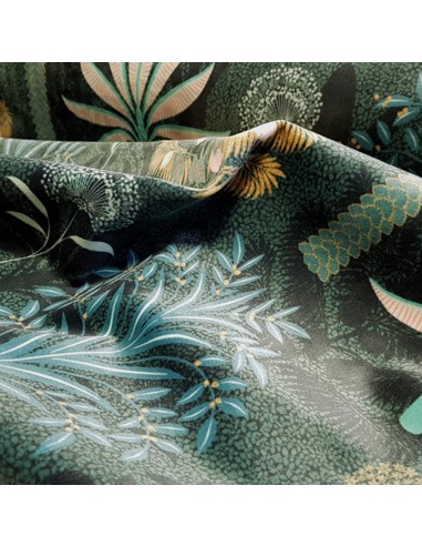Tissu, Velours d'Ameublement Arbres Italiens Fleuris, Vert Forêt, Laize 145 cm, 100% Polyester 340g/m²