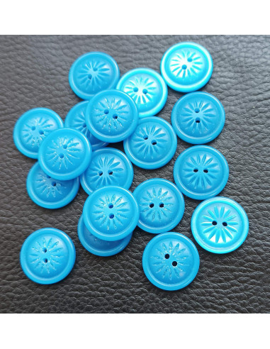 Bouton 2 trous, Ø 18 mm, bleu