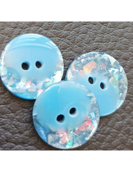 Bouton 2 trous, Ø 14 mm, bleu