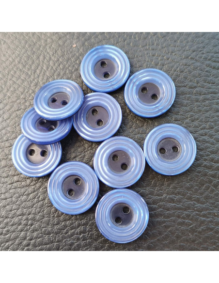 Bouton 2 trous, Ø 16 mm, bleu