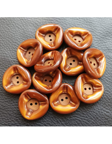 Bouton 2 trous, Ø 27 mm, marron