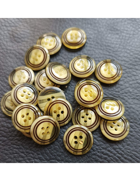 Bouton 4 trous, Ø 14 mm, marron