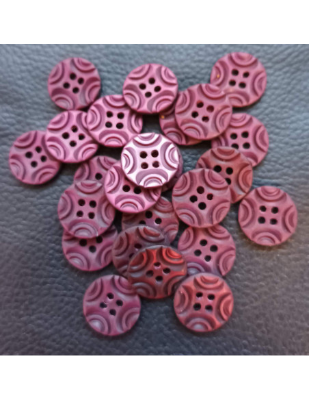 Bouton 4 trous, Ø 17 mm, bordeaux
