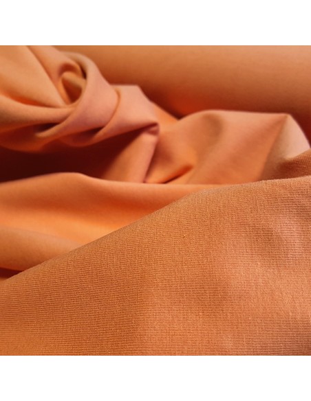 Tissu, Jersey de Coton Uni, Orange Vif, Laize 150 cm, Coton Bio Stretch Oeko-Tex