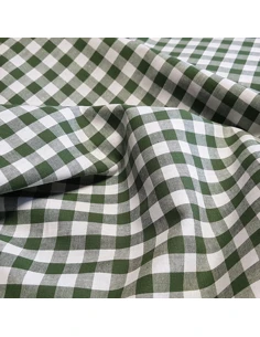 Tissu, Vichy Carreaux Moyens, Vert Olive et Blanc, Laize 144 cm, 100% Coton 2