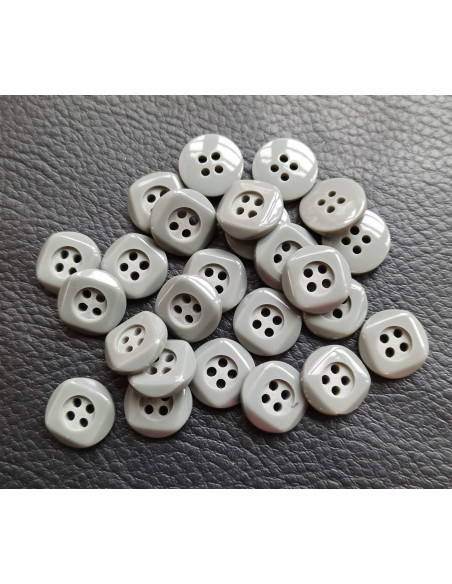 Bouton 4 trous, Ø 13 mm, gris