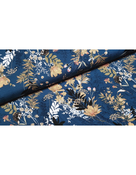 Jersey viscose, feuilles et fleurs