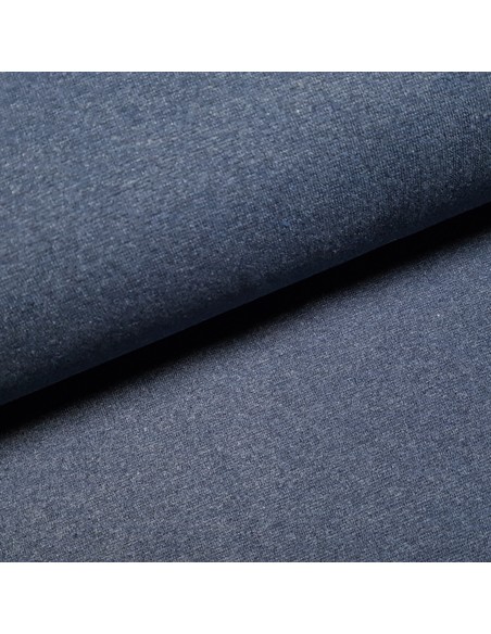 Tissu, Bord-côte tubulaire, Bleu, Laize 80 cm, Coton Recyclé